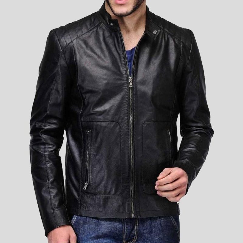 Nyle Black Quilted Lambskin Leather Jacket - Shearling leather