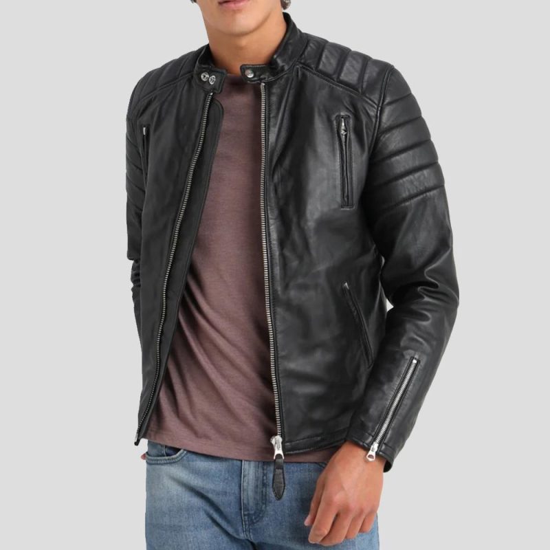 rene black quilted leather jacket 1