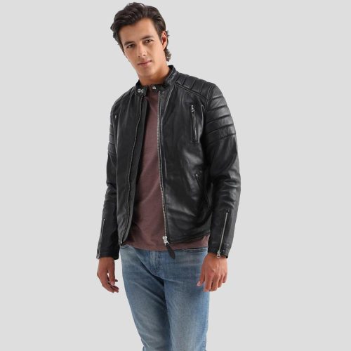 rene black quilted leather jacket 3