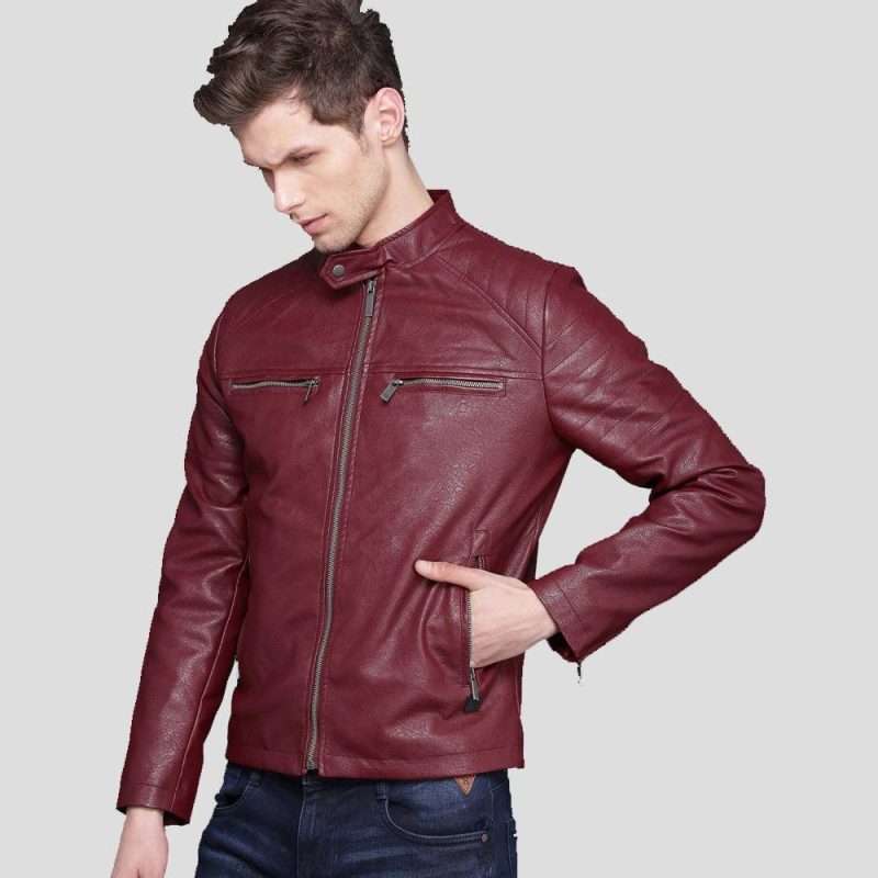 santiago red quilted leather jacket 2