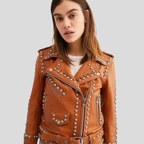 studded leather jacket avail tan 4