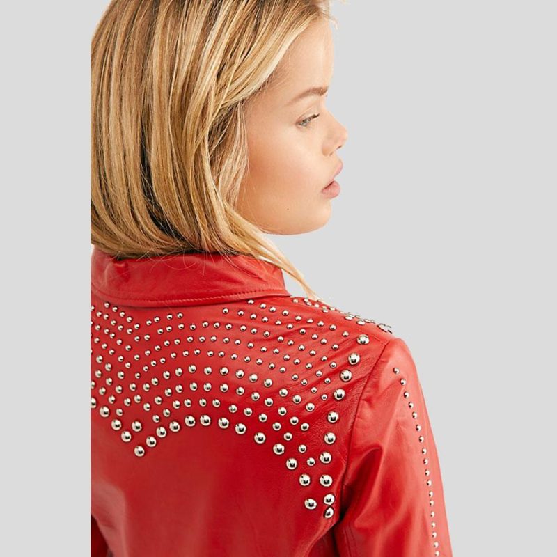 studded leather jacket isabel red 4