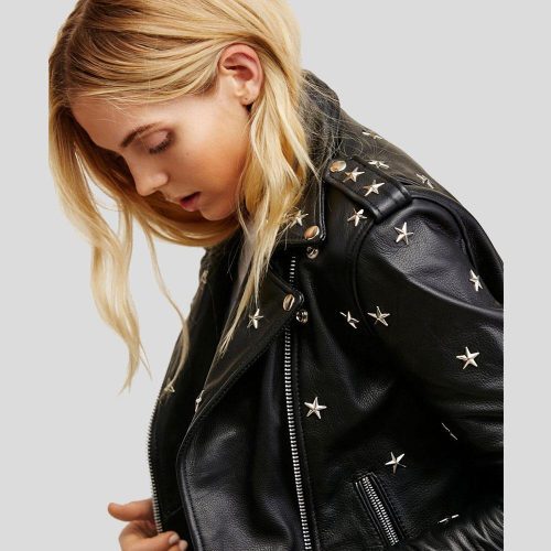 studded leather jacket khloe black 3