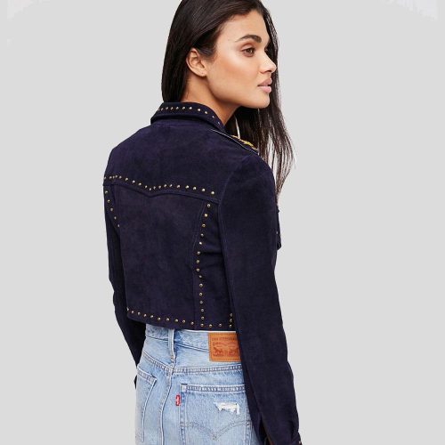 studded leather jacket suede eliza blue 2