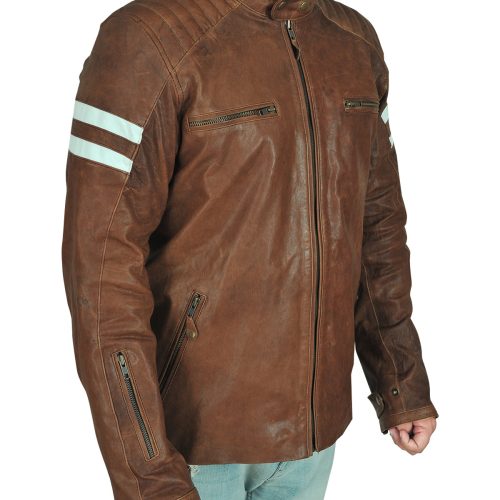 stylish brown biker leather jacket