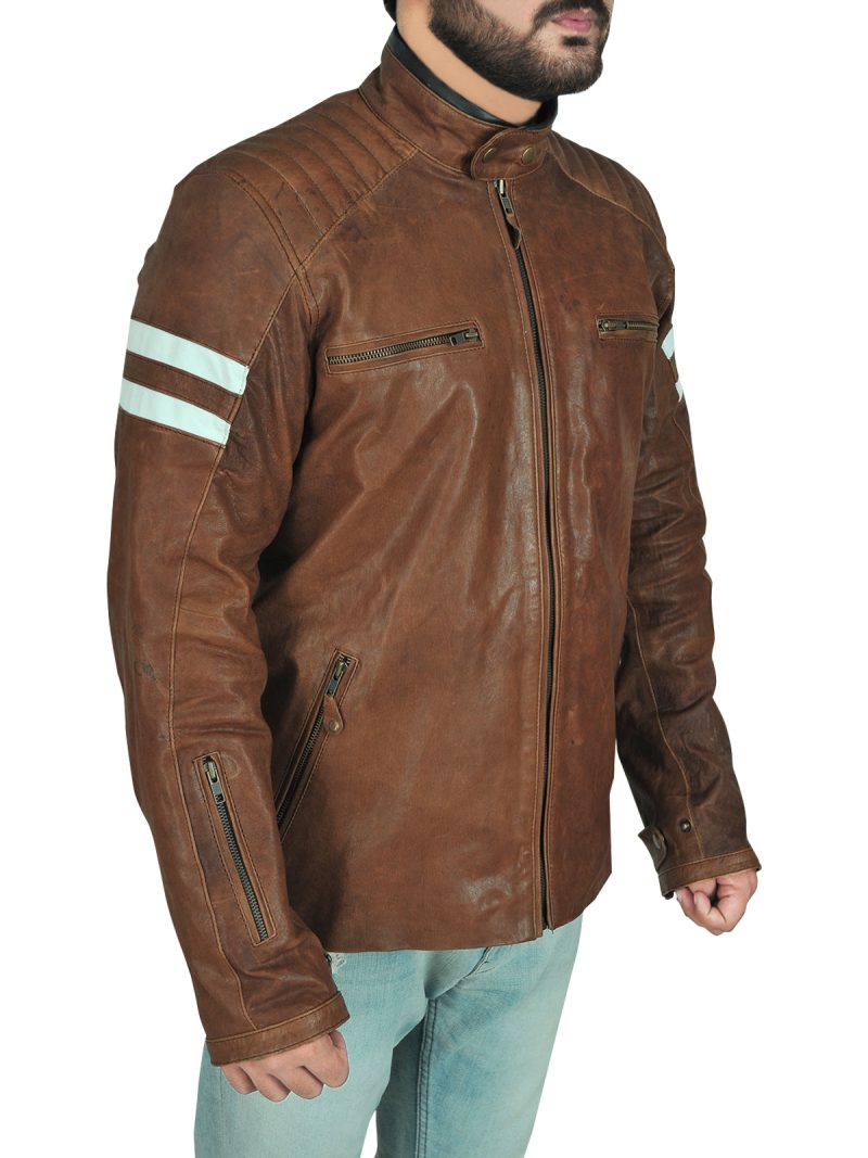 stylish brown biker leather jacket