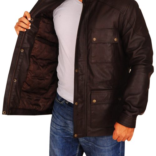 stylish brown field leather jacket