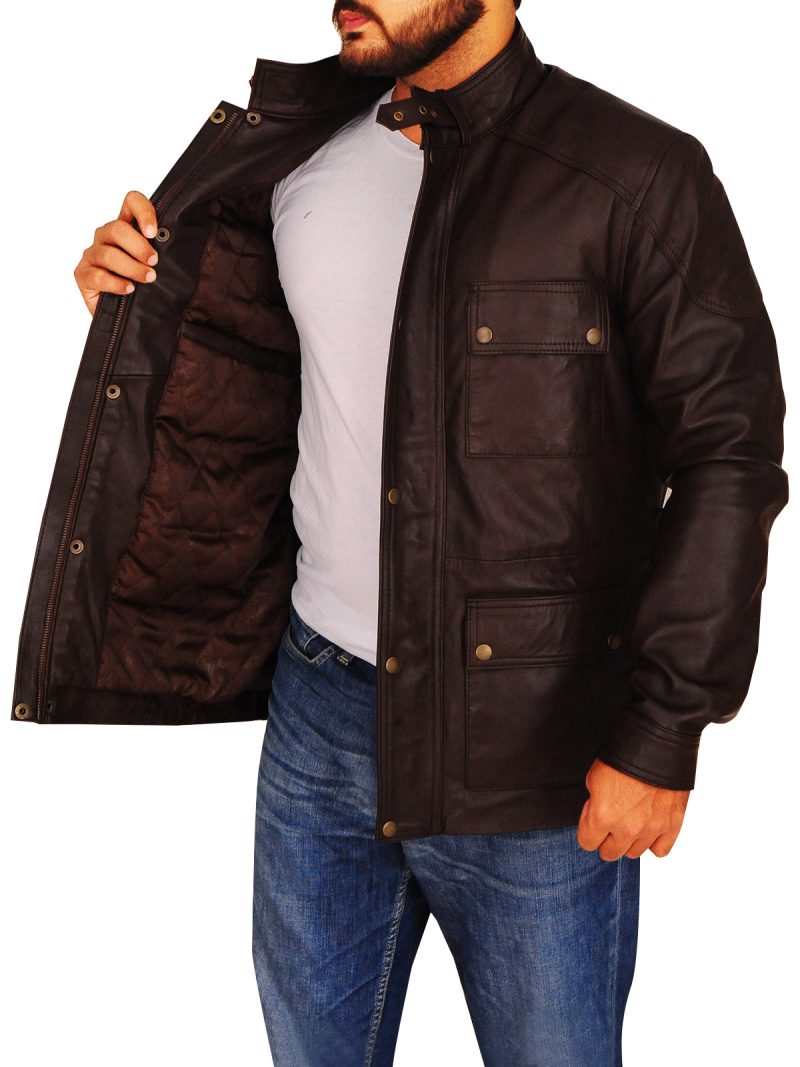 stylish brown field leather jacket