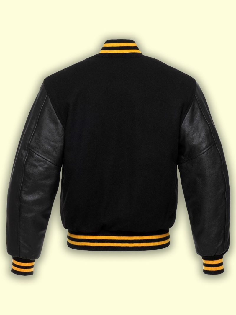 stylish men black varsity jacket