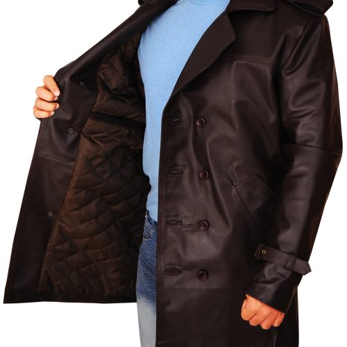 stylish men leather peacoat