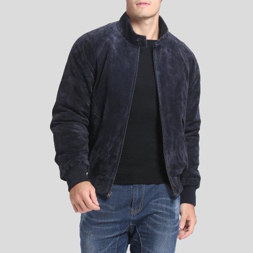 suede bomber leather jacket admiral navy 2