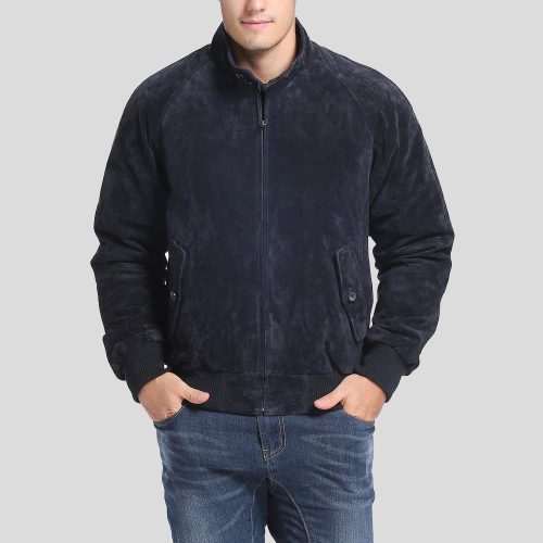 suede bomber leather jacket admiral navy 3