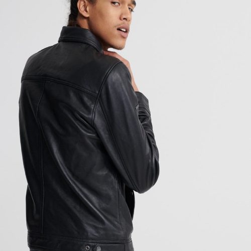 trending men black leather jacket 3