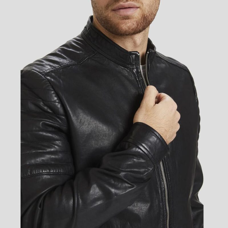 troy black racer leather jacket 1