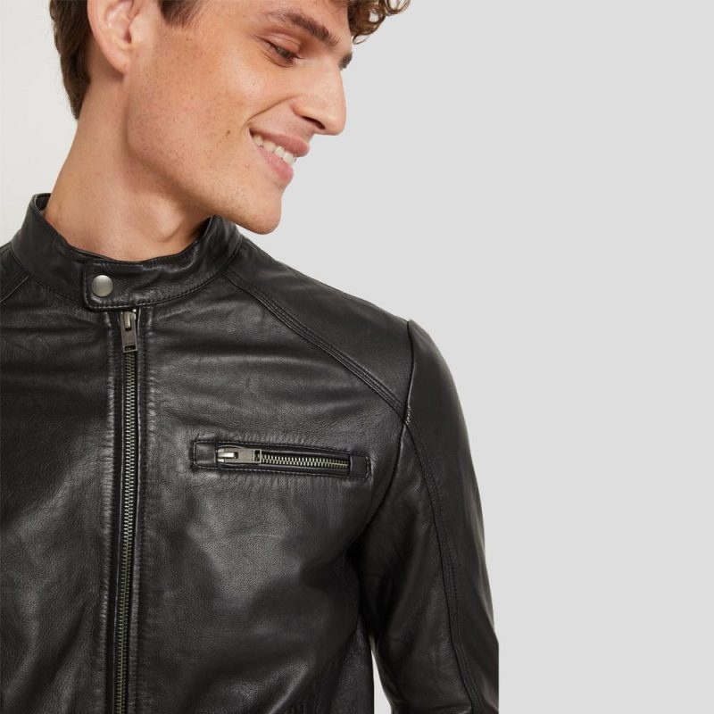 wallace black racer leather jacket 1