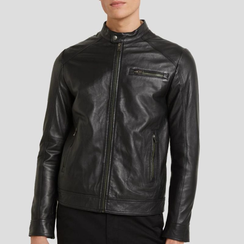 wallace black racer leather jacket 2