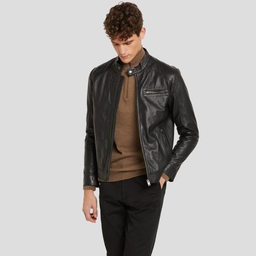 wallace black racer leather jacket 3