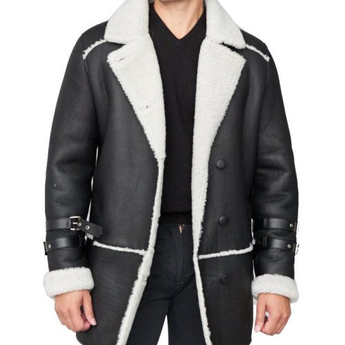 warren shearling sheepskin car coat black p 4257 3