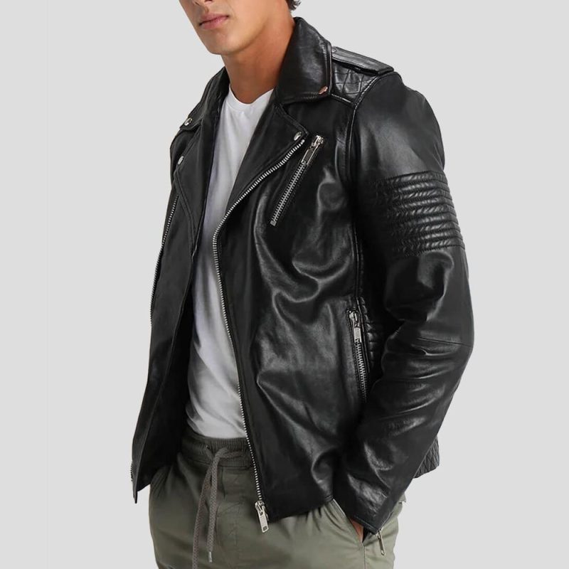 wesley black quilted leather jacket 1