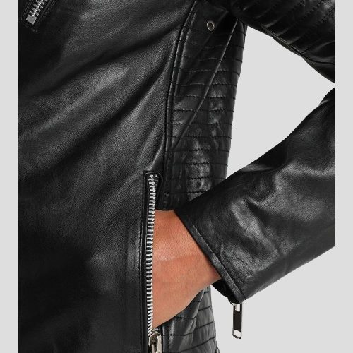 wesley black quilted leather jacket 4