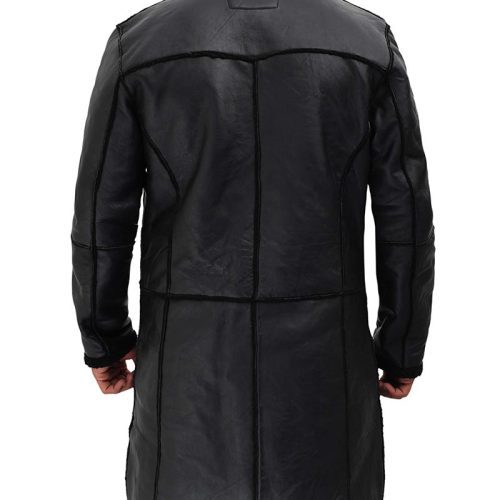 winter leather coat for men in black