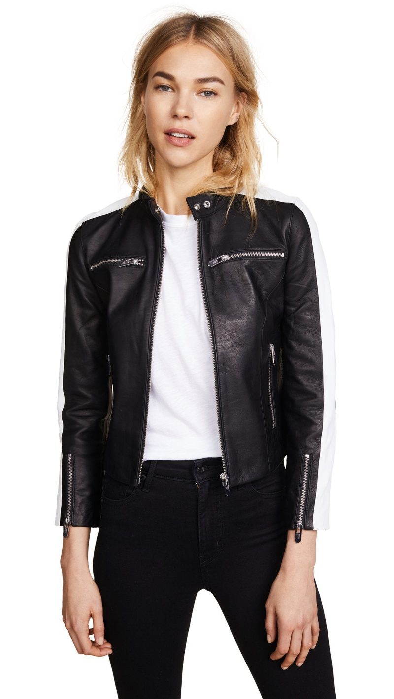 womens michel black cafe racer leather jacket 6